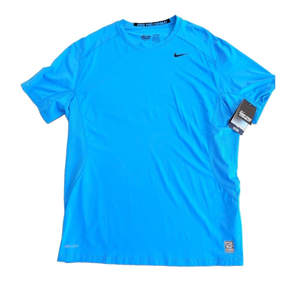 Nike Pro Combat dri fit sport shirt Men's size XXL Fitness Athletic Blue
